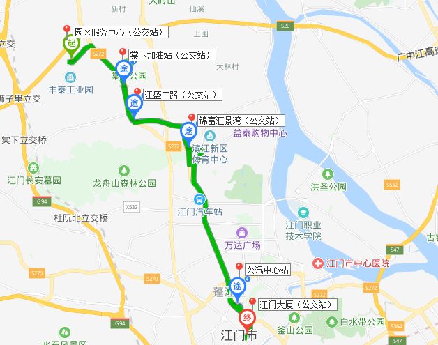 站)—锦富汇景湾(公交站)—公汽中心站—江门大厦(公交站)运行时间