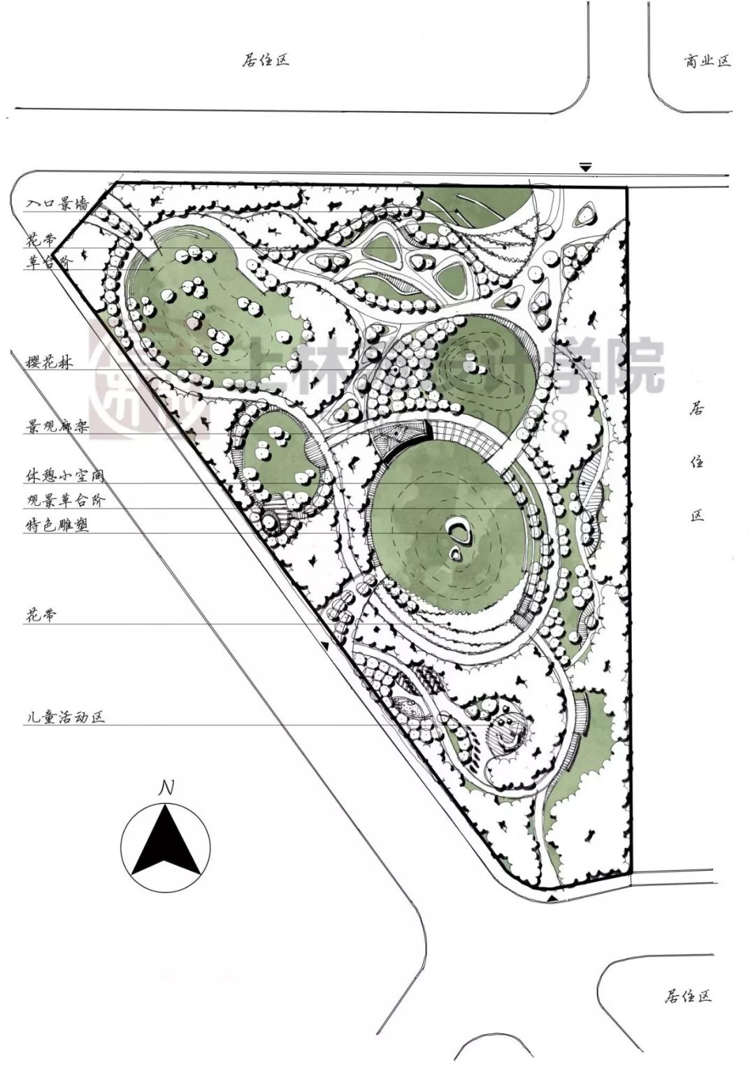 三角形公园景观平面图图片