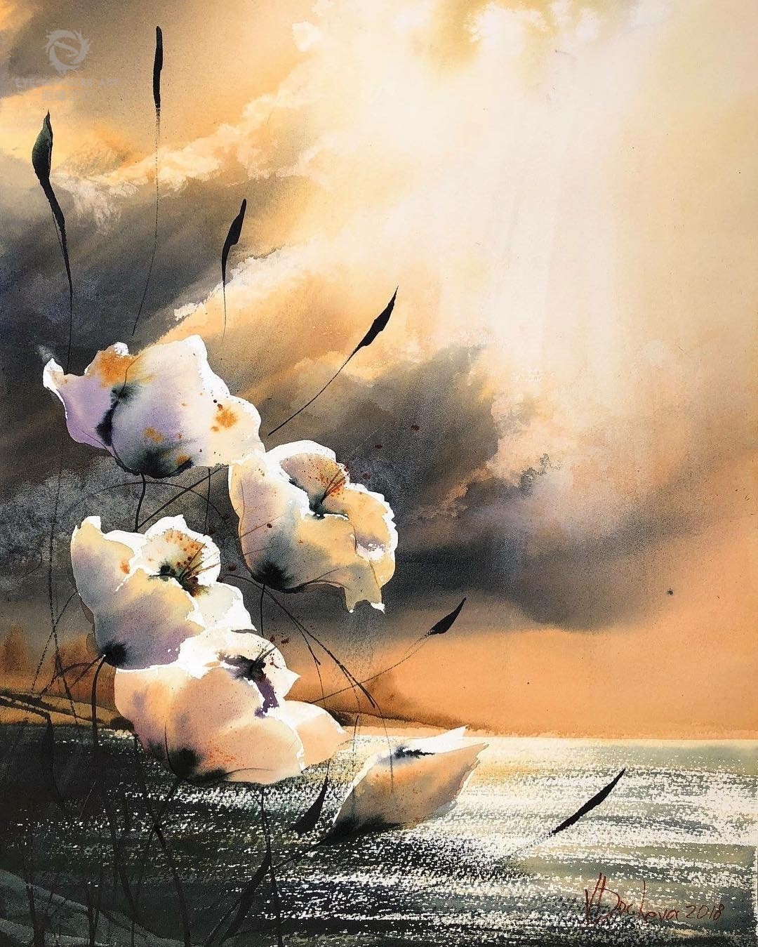 水彩梦境我愿进入她的画中画地为牢