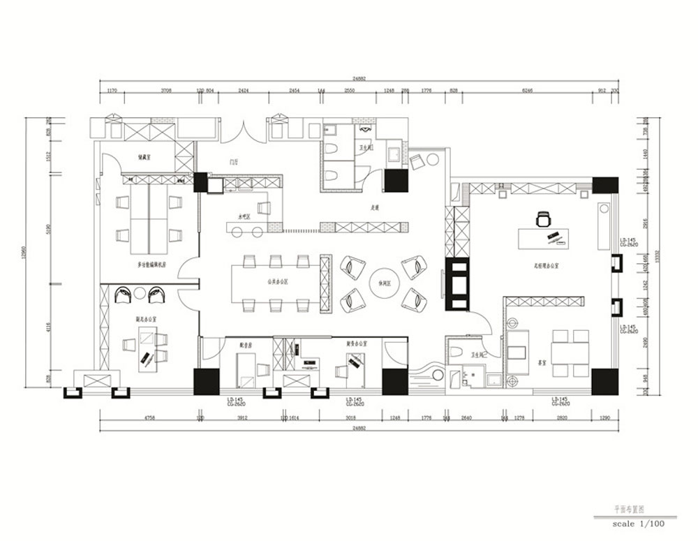 200平办公室平面布置图图片
