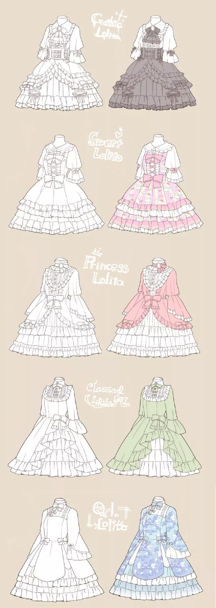 画师なななのか绘制的各种风格的lolita小裙子和衬衫,很好的服饰素材