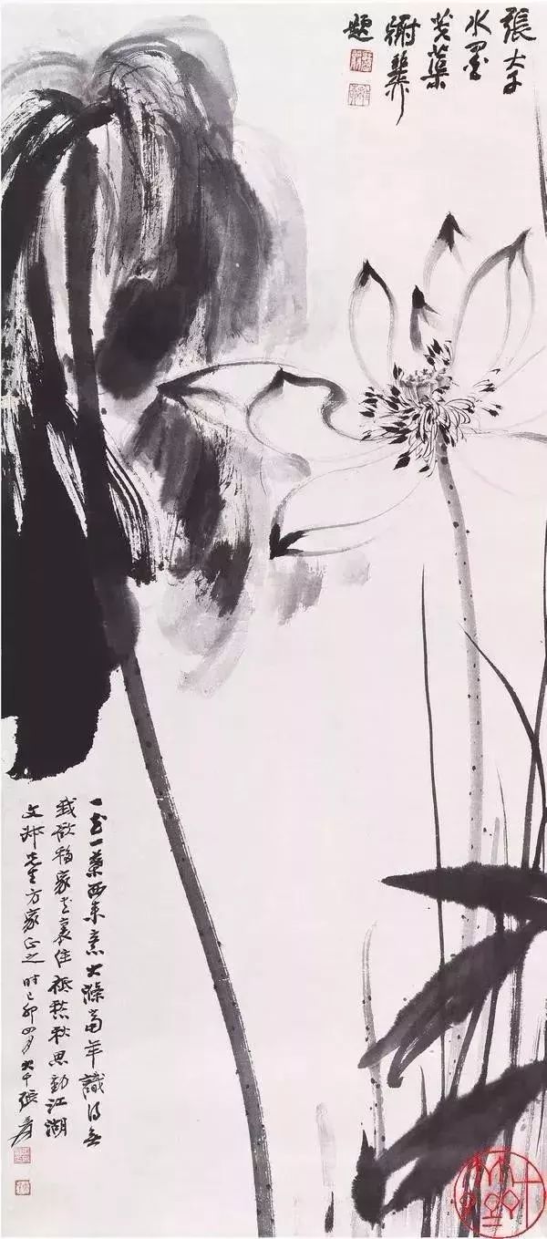 荷花的精神内涵,中国绘画艺术变形,由早期的减笔画,禅画如梁楷的泼墨