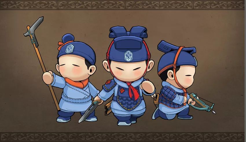完成了更加适合现代人审美的全新形象——3个q版兵马俑,分别为天将
