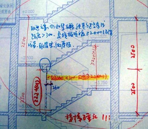 2,當層高為4.8～5.0米,需設四段樓梯時1,當層高為2.