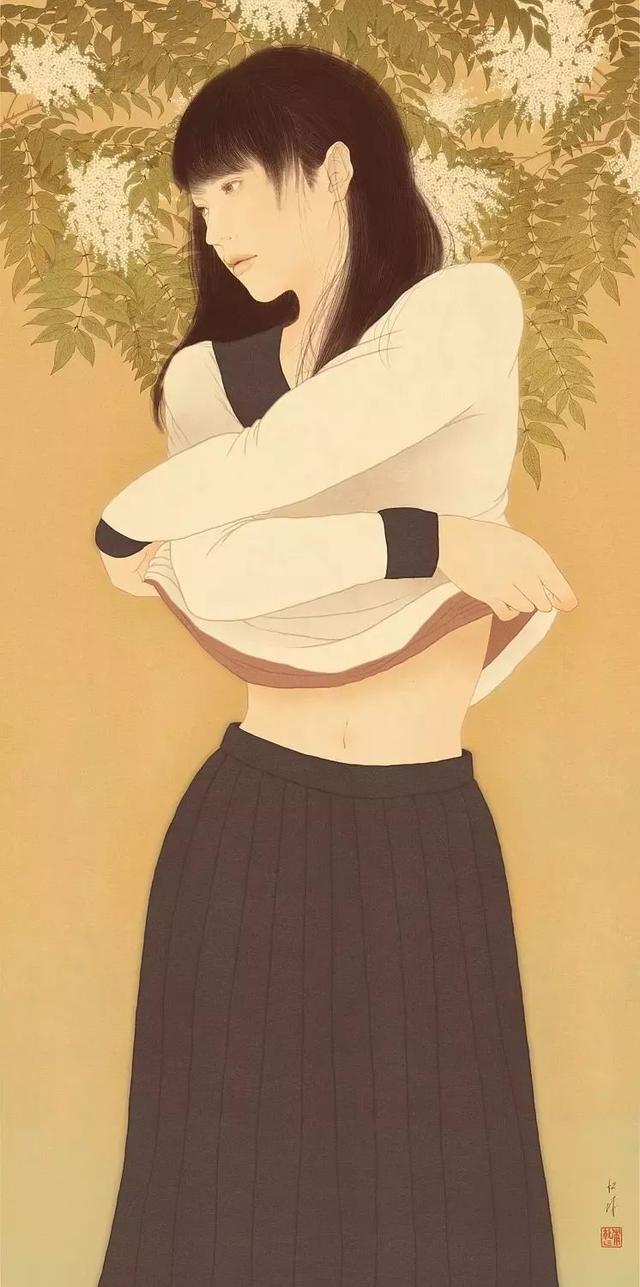 日本美女艺术家的人体工笔画绘画作品美极了