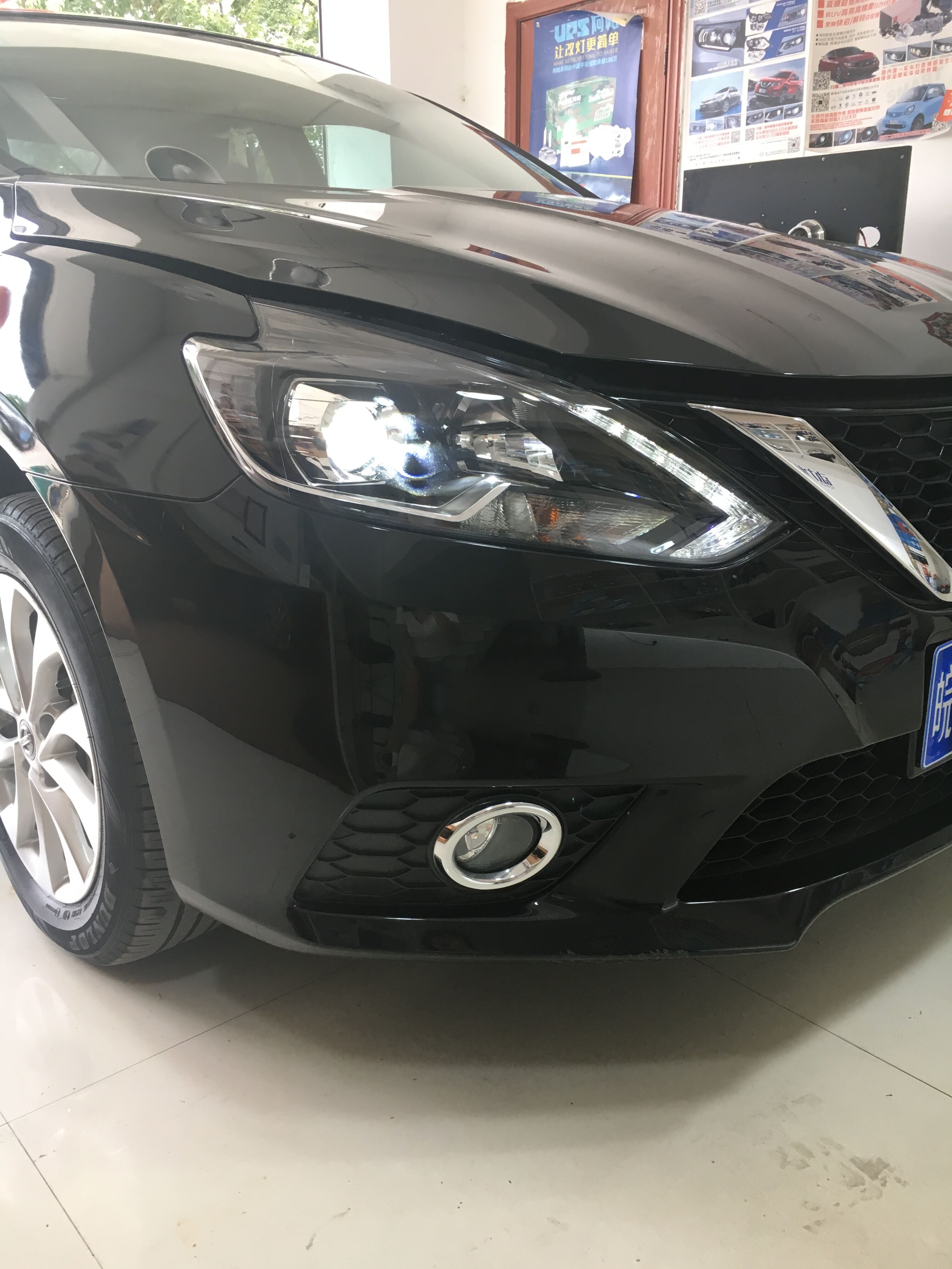 镇江改灯日产轩逸升级led双光透镜加远光炮