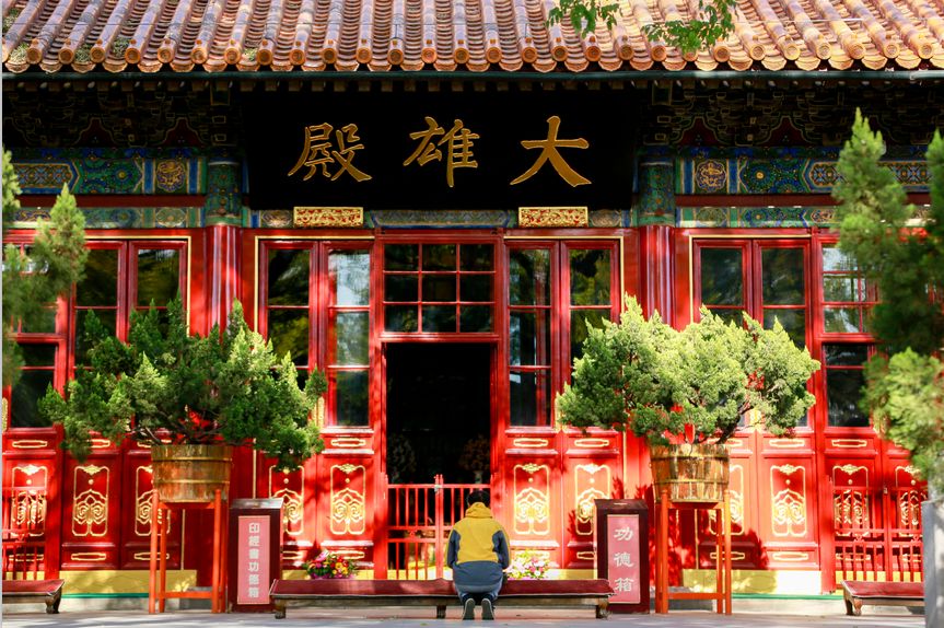 大雄宝殿后壁有一巨副指画广济寺是现金中国佛教协会所在地广济寺交通