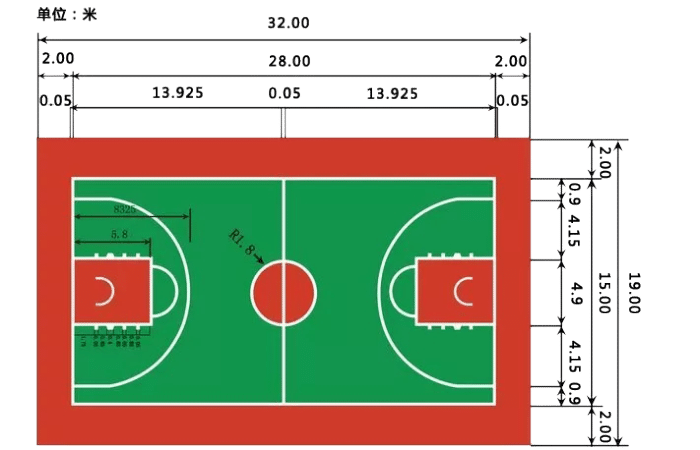 篮球场14×26比例图纸图片