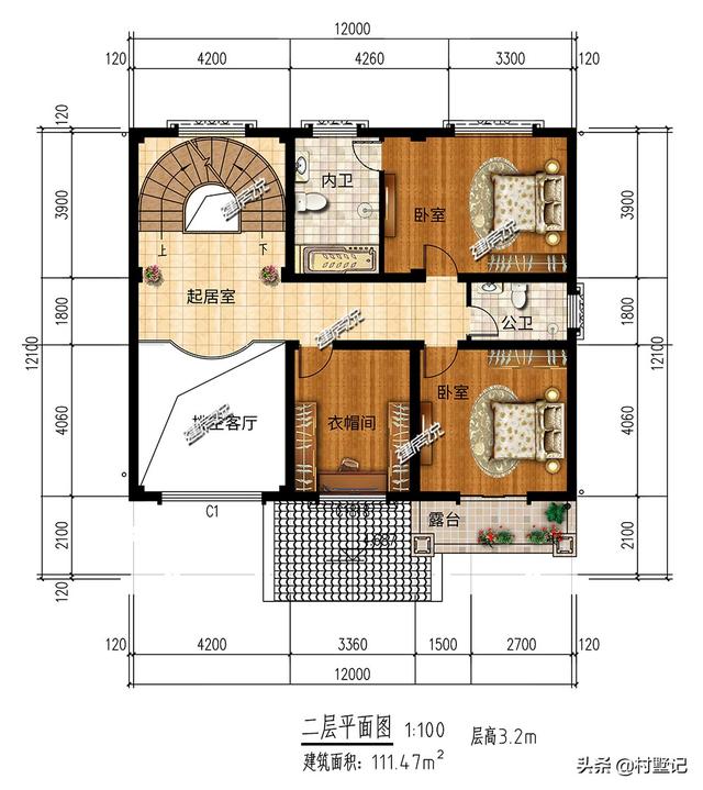 免费领取别墅设计图微信公众号:免费领取别墅设计图3套农村挑空复式楼