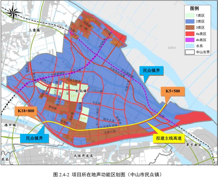 之後路線在橫門水道北側向西佈線,在民眾鎮南側上跨 s111,跨雞