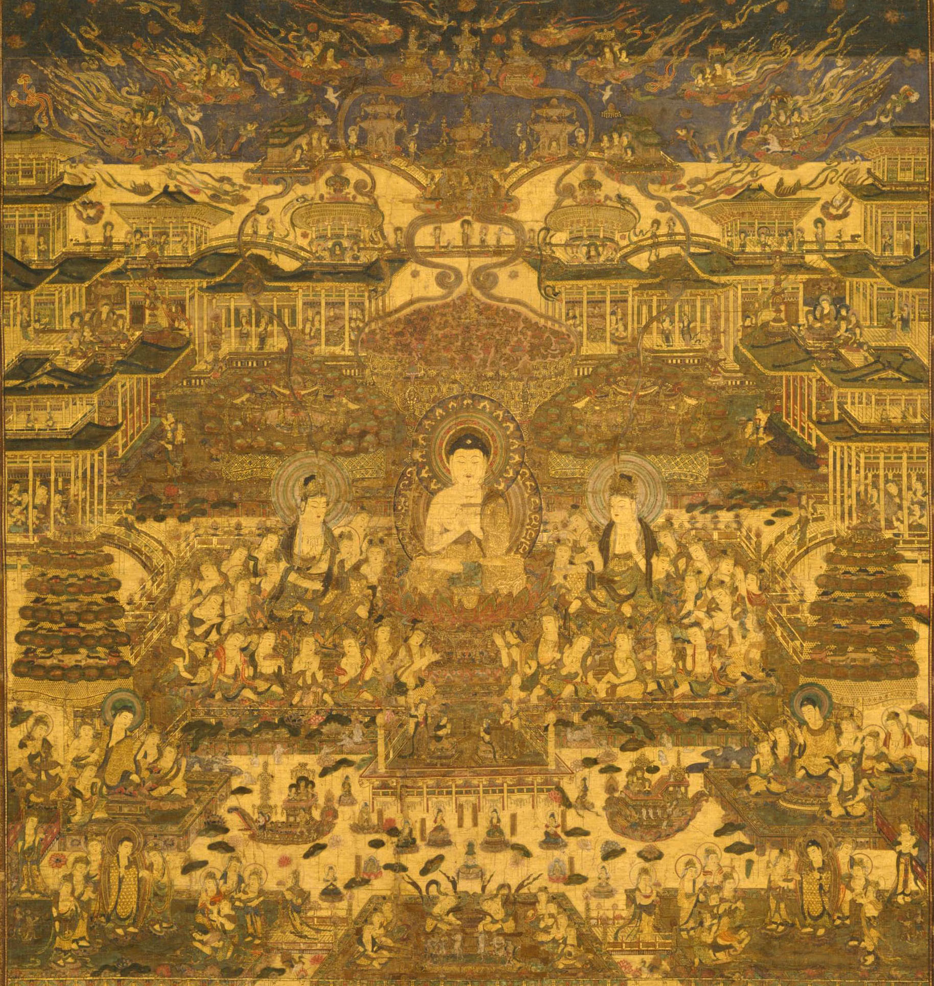 上品佛画精美绝伦的缀织当麻曼荼罗唐代传到日本古寺珍藏的国宝