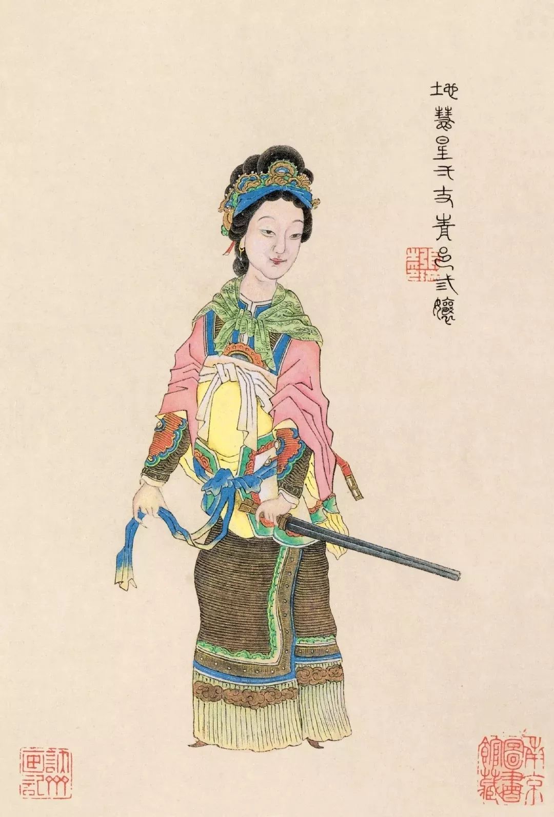左武松,右扈三娘《降魔修心:彩绘西游记》是清代佚名画家所绘的目前