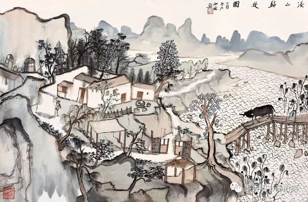 何加林 溪山归牧图对于年轻人现在更多的追求图式,图像构成以及画面的