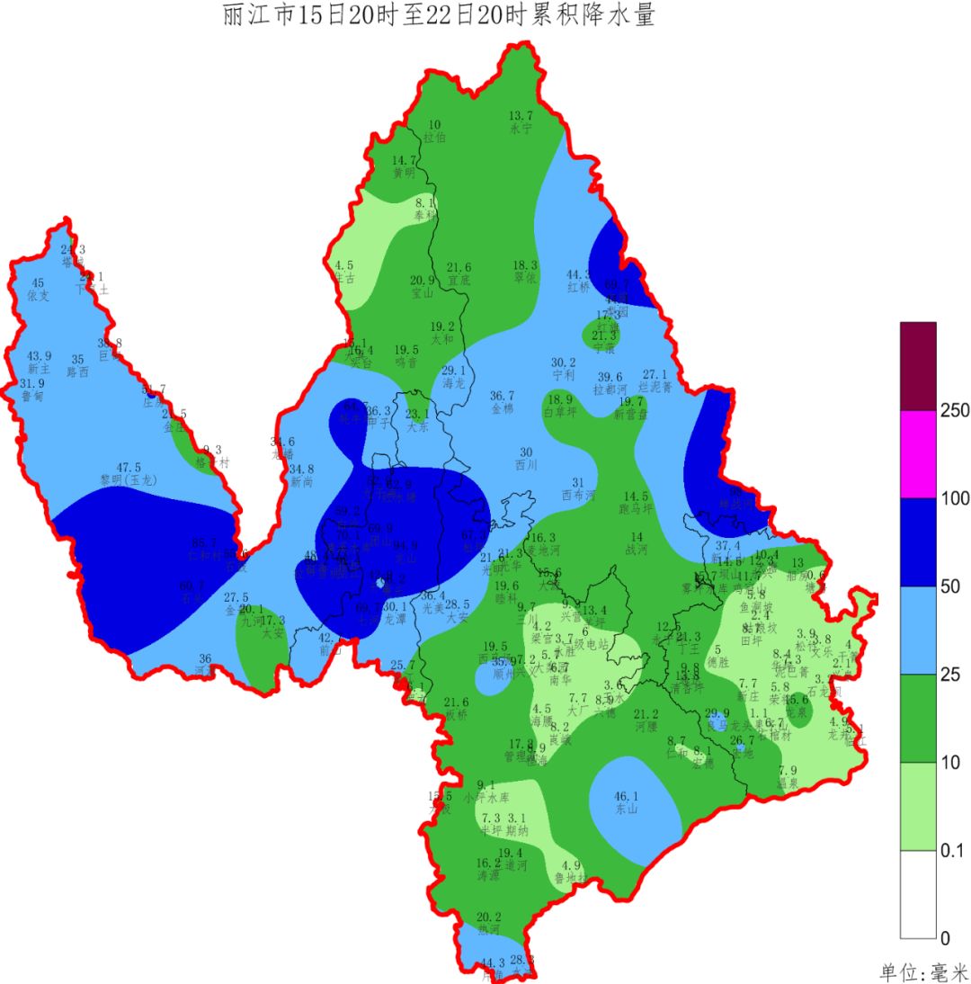 丽江市9月15日20时～22日20时累计降水量分布图(毫米)二,本周天气趋势