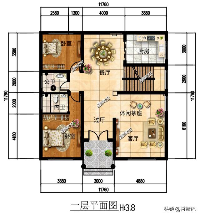 建房说图纸三款造价30万左右的挑空复式楼