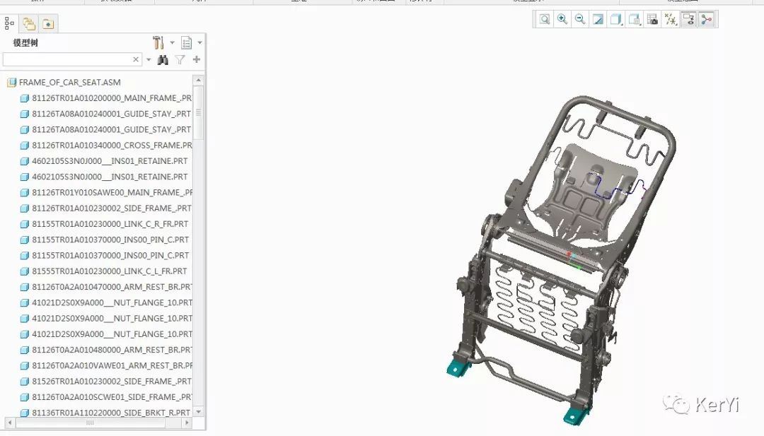 汽车座椅骨架结构框架3d模型图纸proecreo设计