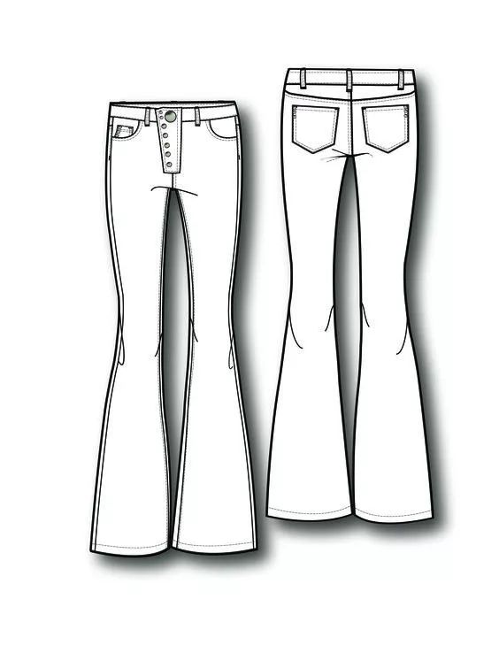 喇叭裤下摆偏大,从膝盖处外扩,能有效弱化x腿型的线条感,更好修饰腿型