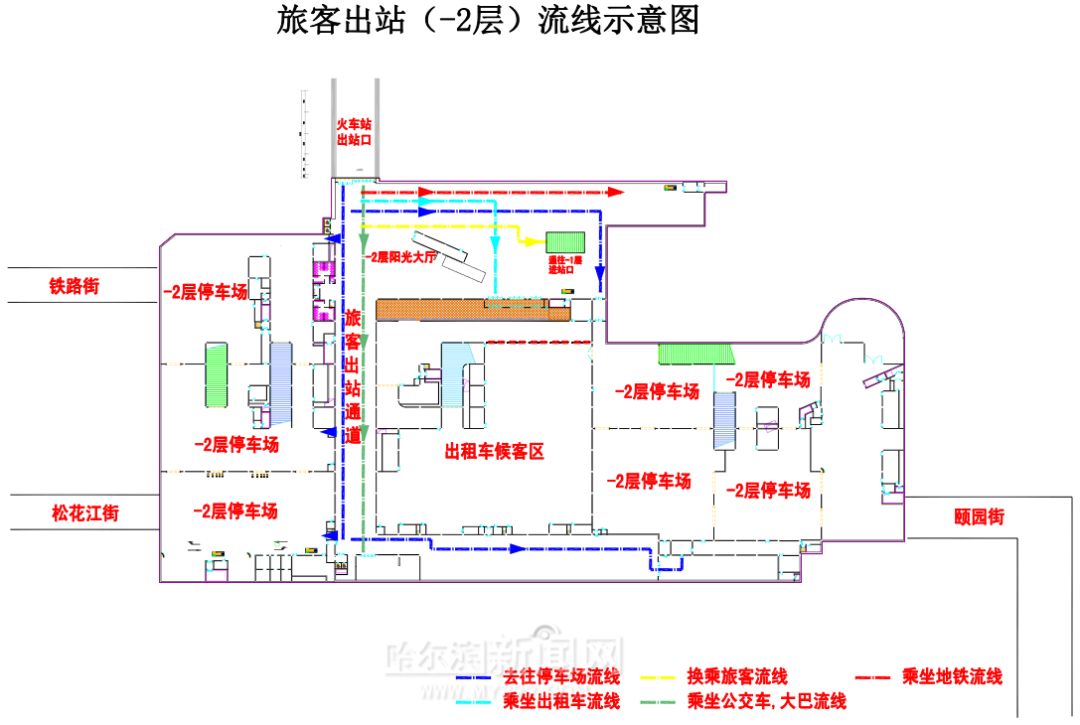 哈站南北广场地下对穿人行车不行全实拍图专治看不懂