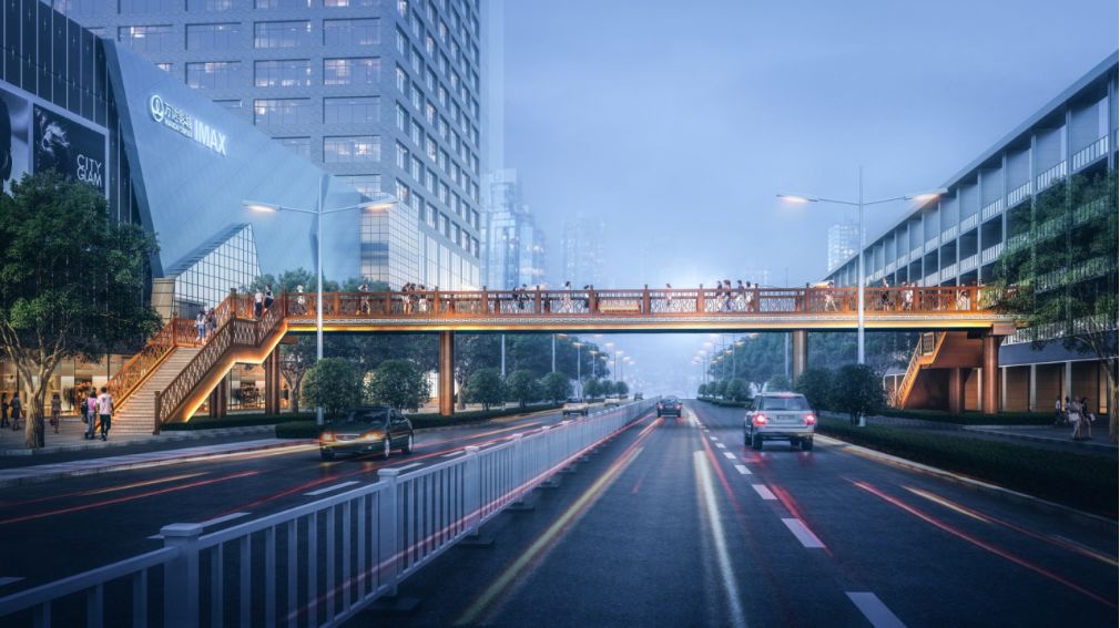 泰州万达过街天桥有方案了3套设计你觉得哪个好