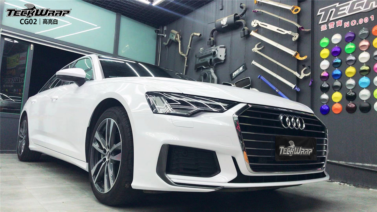 钢琴质感cg02高亮白,teckwrap秃鹰汽车车身改色贴进口膜|奥迪a6