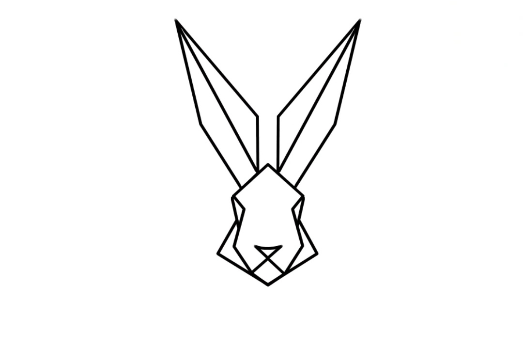 太厉害了用几何对称的线条画长耳朵的小兔子