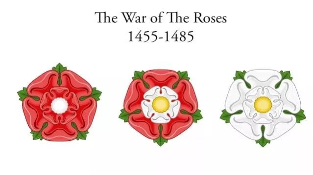 以红玫瑰为家徽的兰开斯特家族和以白玫瑰为族徽的约克家族