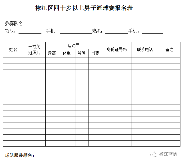 篮球报名表怎么做图片