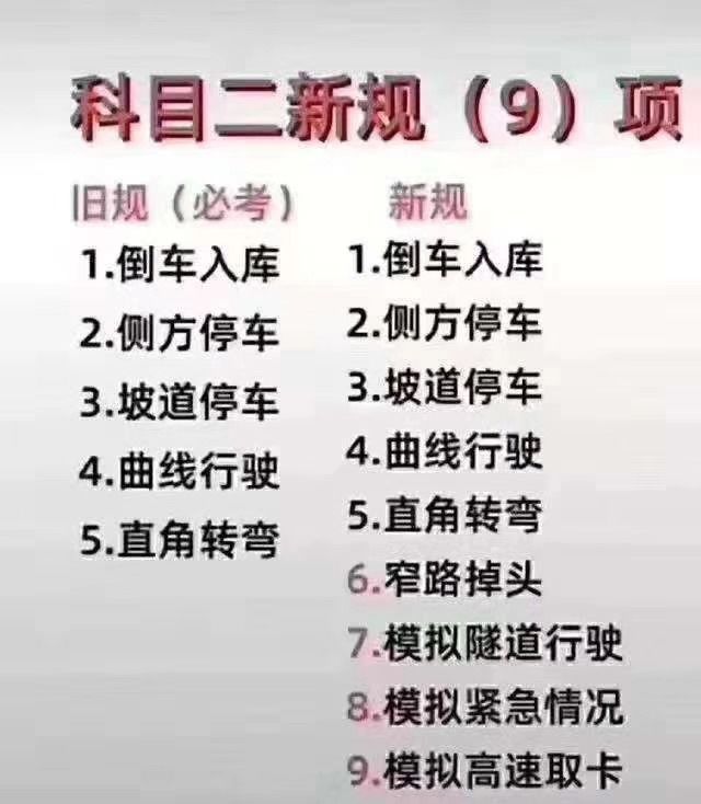 9月25日起河南考驾照科目二增加到9项假的