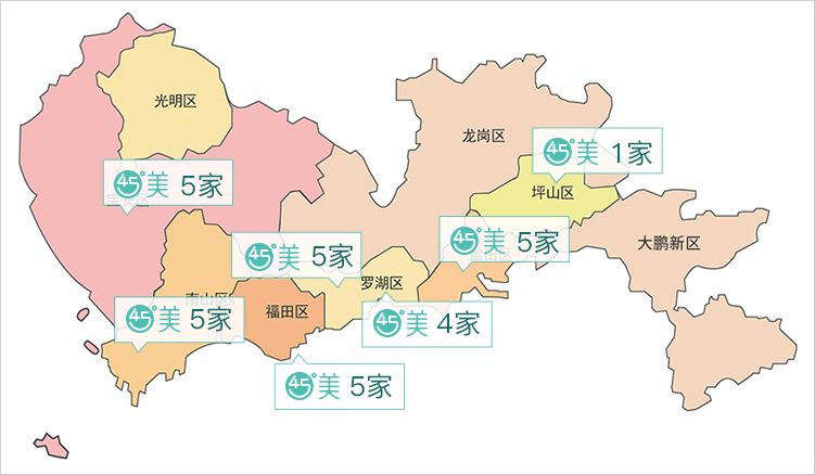 45度美深圳区域合作门诊地图 你还在为牙齿不齐而烦恼?