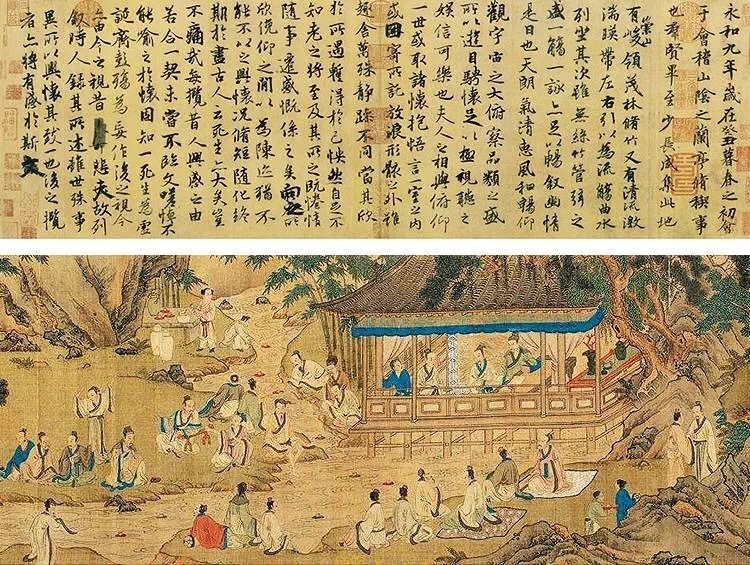 【书圣王羲之】(3)曲水流觞赏名画:22幅《兰亭修禊图》(上)+王羲之兰亭序赏析_明益王