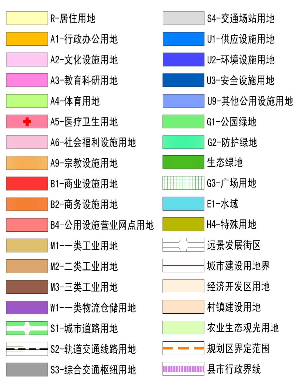 规划图中地块颜色代表图片