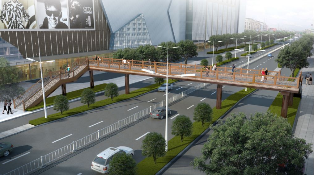 泰州万达过街天桥有方案了3套设计你觉得哪个好