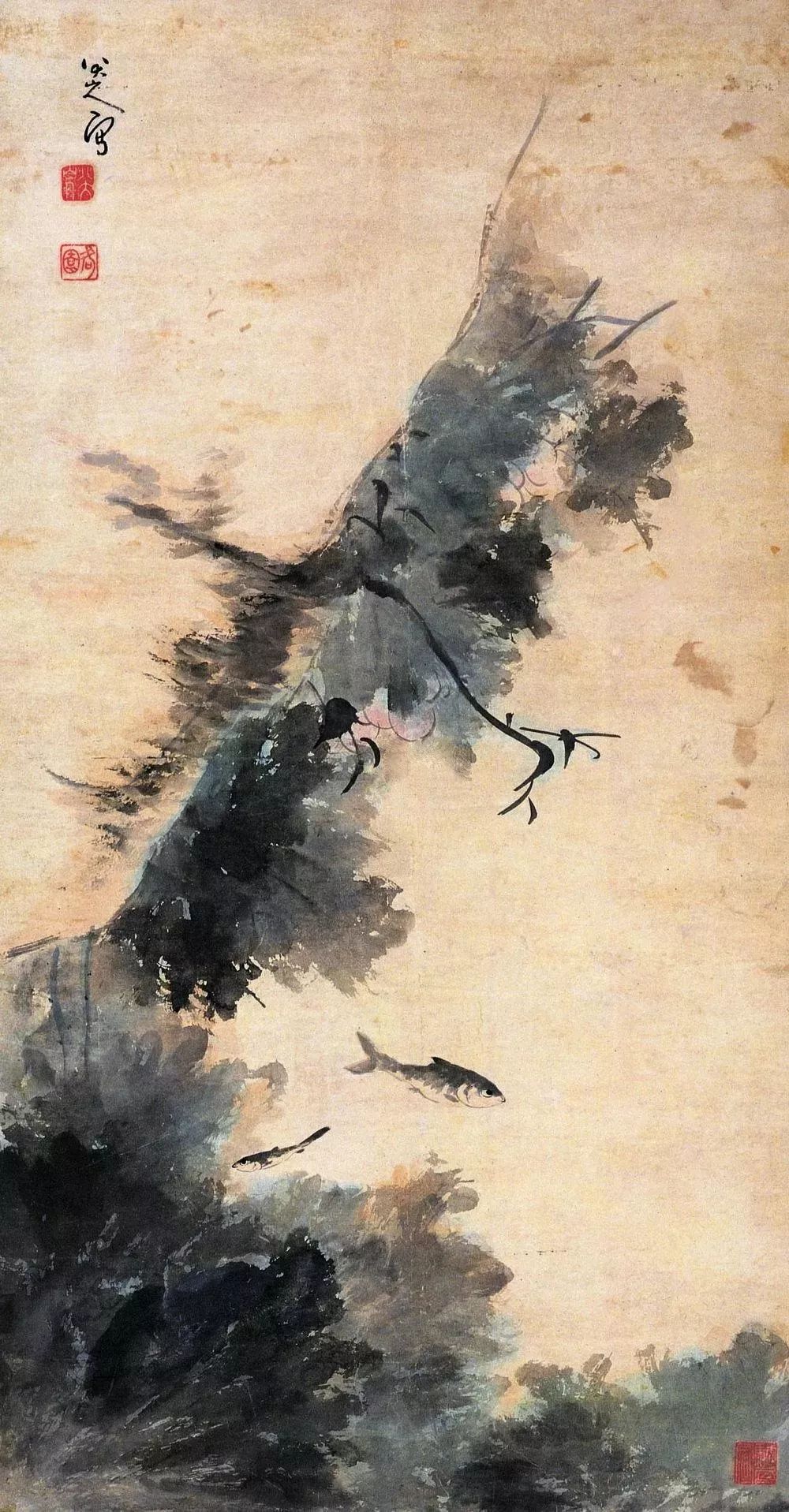 八大山人的笔墨之美荷梗就是篆书