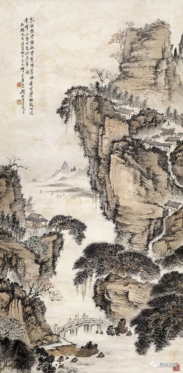 巫山巫峡气萧森钱松嵒仿古山水