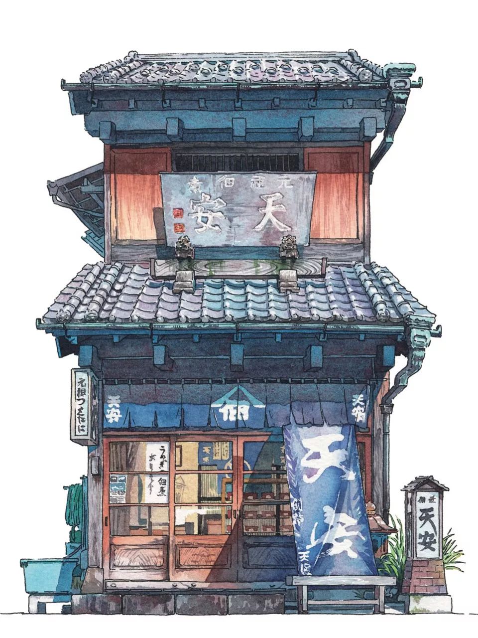 擅长水彩的80后艺术家,画了50家东京老铺子,唯美!_店铺