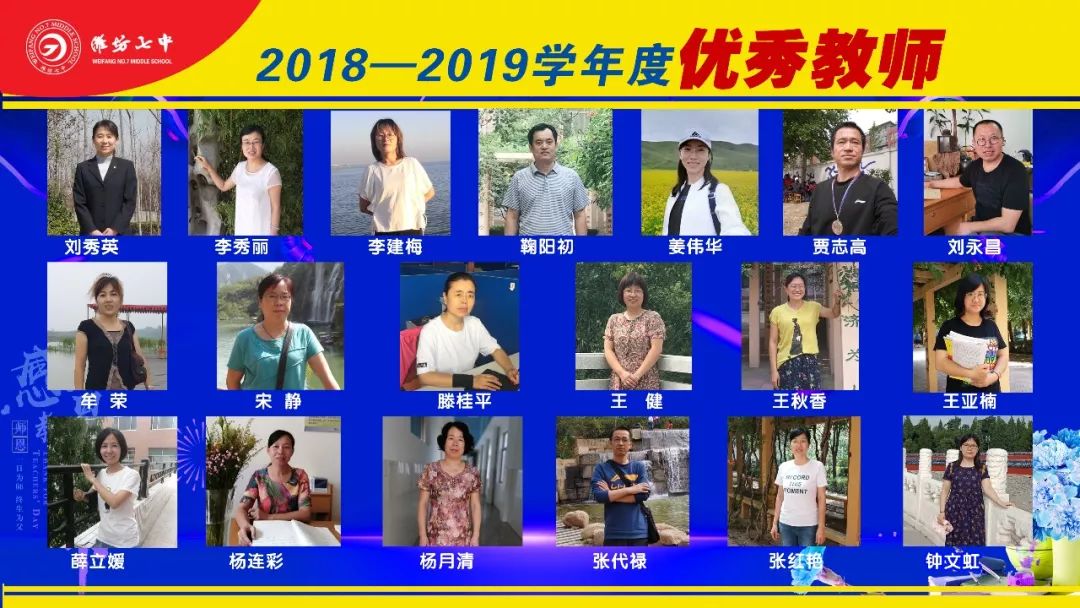 潍坊七中百余名教师在庆祝第35个教师节暨表彰大会上获表彰