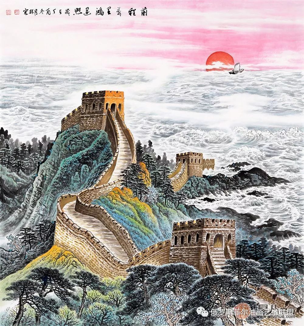 画家李林宏手绘长城尽显恢弘壮丽国画之风