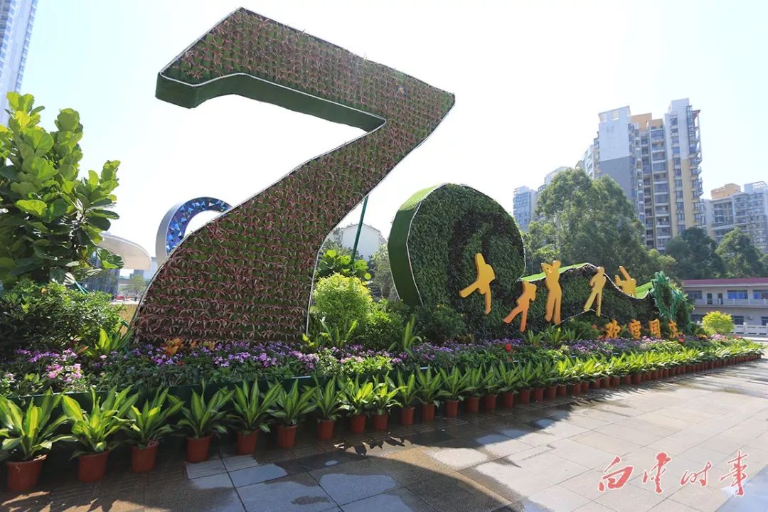 白云化上缤纷妆36组立体花坛景观表白祖国