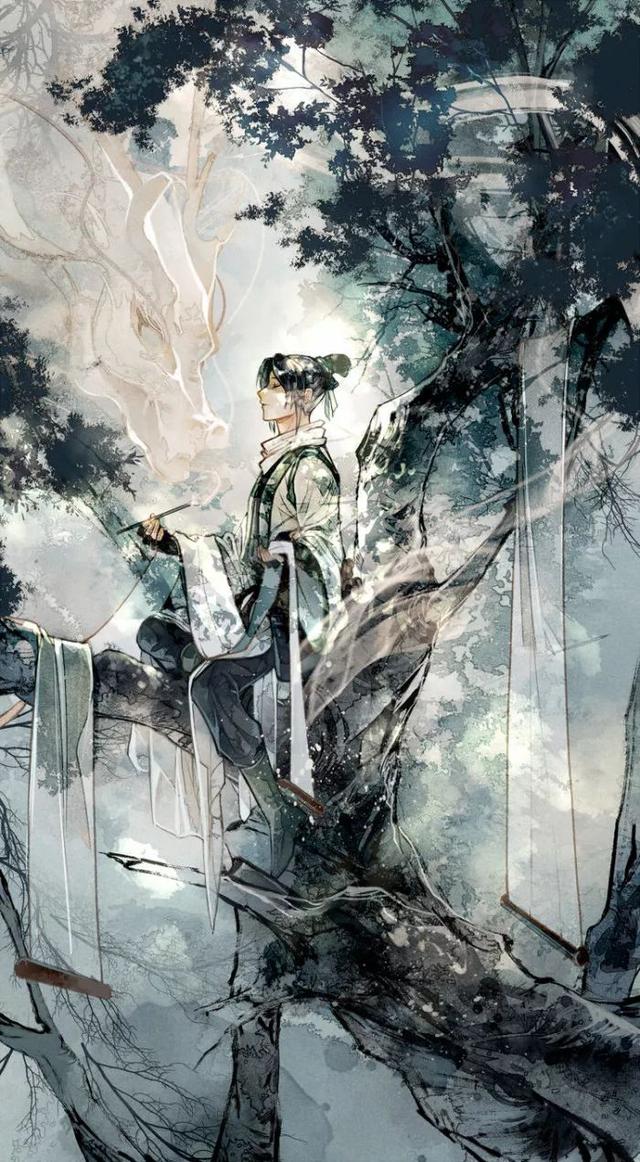 古风玄幻插画梦入神山教神妪老鱼跳波瘦蛟舞