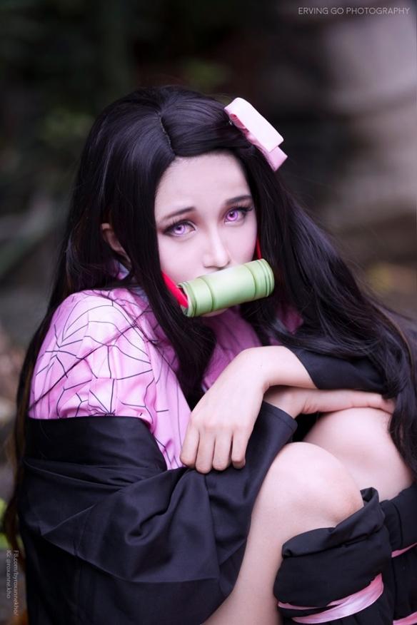 怯生生的惹人怜爱鬼灭之刃祢豆子cos美图欣赏