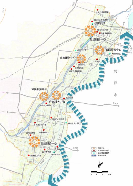 新乡市沿黄生态带发展规划——长垣段项目及道路交通规划图