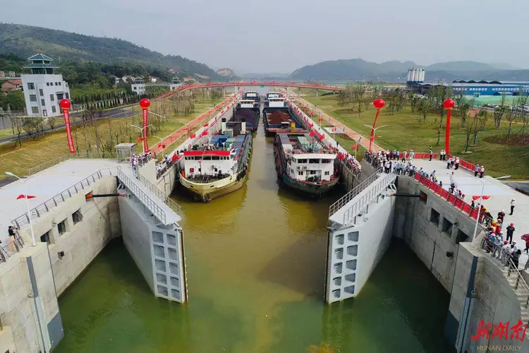 大源渡航电枢纽二线船闸建成通航衡阳至城陵矶航道等级提升至二级