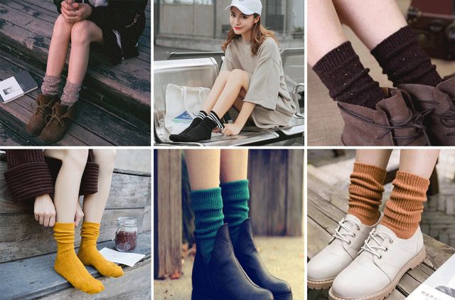 保暖又美腻的彩色堆堆袜减龄时尚又显腿长