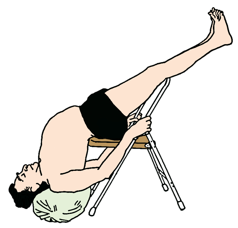 ardha halasana有支撑的犁式保持5分钟viparita karani倒箭式保持5-10