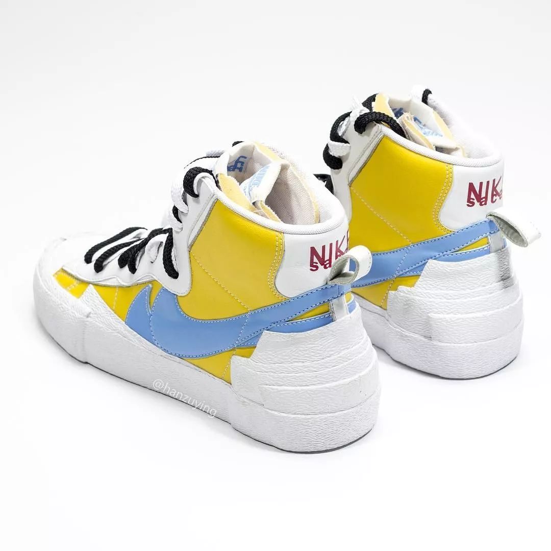 sacai x nike blazer的这种"黄色/浅蓝色"配色实际上是非官方的