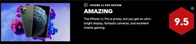 苹果iPhone11ProIGN评分9.5分：贵，也值