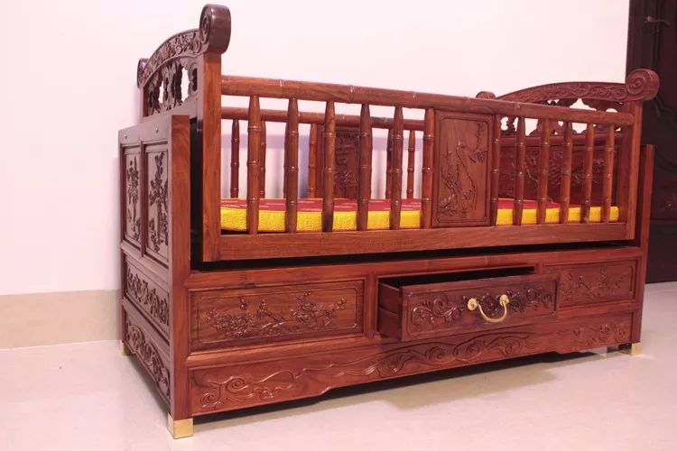 缅甸花梨(大果紫檀)婴儿床摇篮