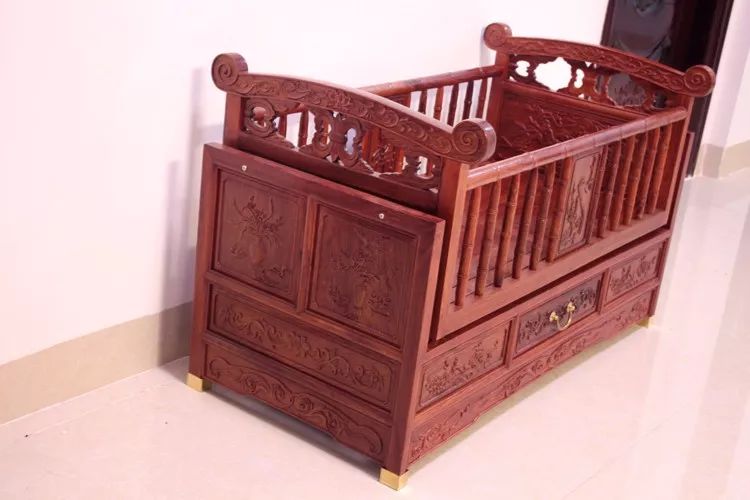 缅甸花梨(大果紫檀)婴儿床摇篮