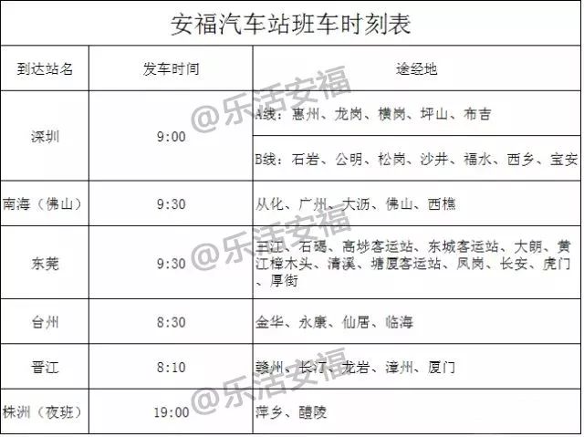 安福汽车站公交车线路时间表国庆回家不用愁