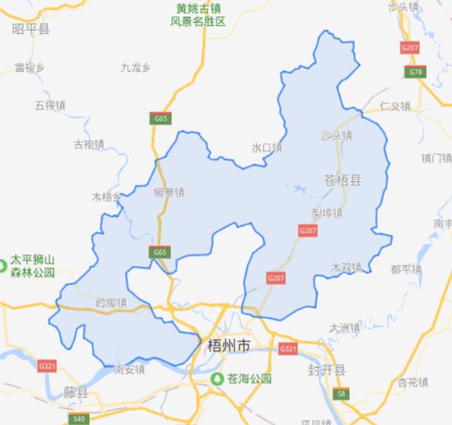 广西梧州地理位置图片